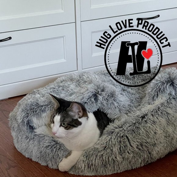 Hug Love Product | (Blue) 2 in 1 Round Donut Plush Cat Bed with Cover - Picture 4 of 4